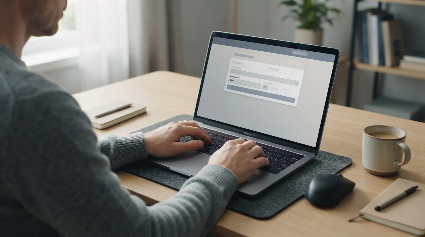 Laptop mit neutraler Sportwetten-Oberfläche und Mindesteinzahlungsbetrag von 5 Euro
