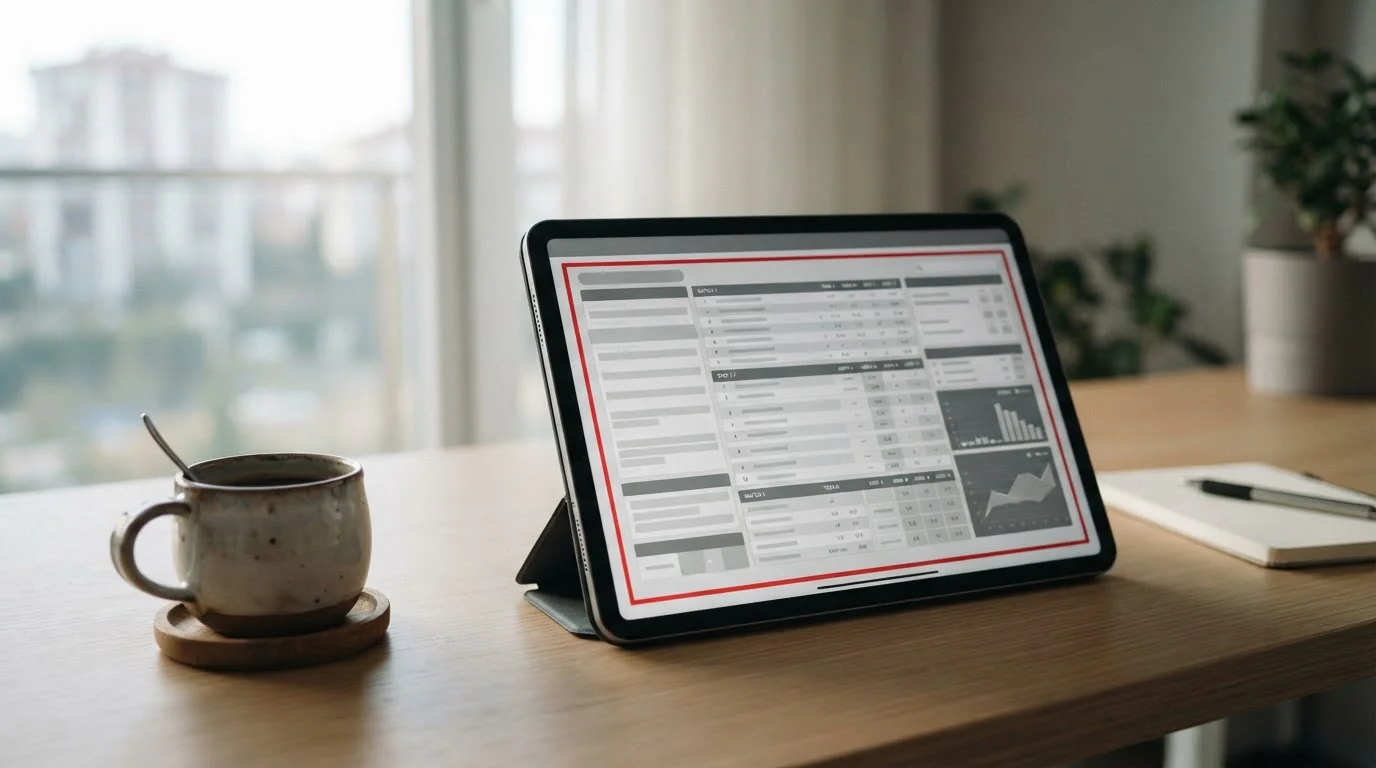 Tablet mit Wettquoten zur türkischen Süper Lig auf einem Schreibtisch