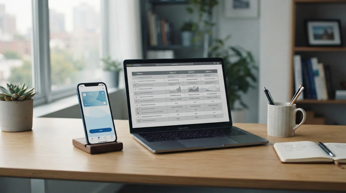 PayPal-Logo auf Smartphone neben Laptop mit Sportwetten-Vergleichstabelle