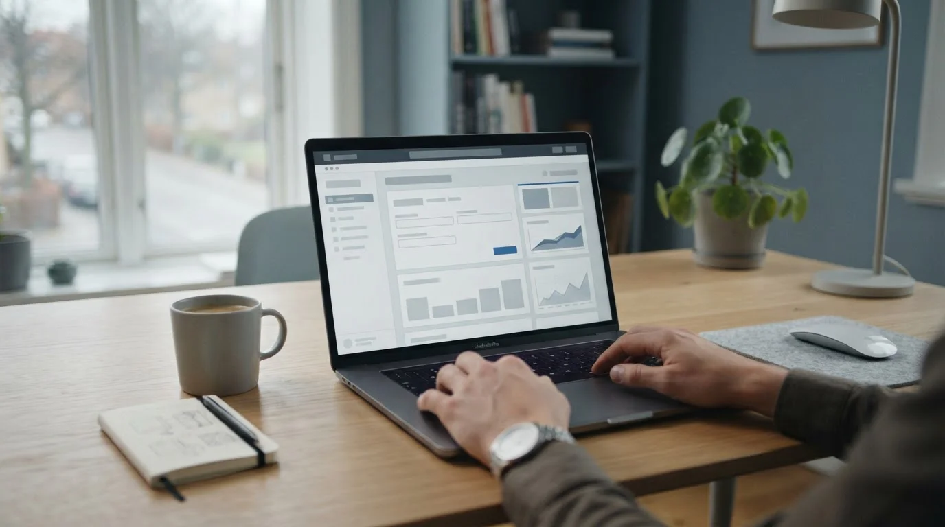 Laptop mit Banking-Interface für Sportwetten-Einzahlungen per Banküberweisung