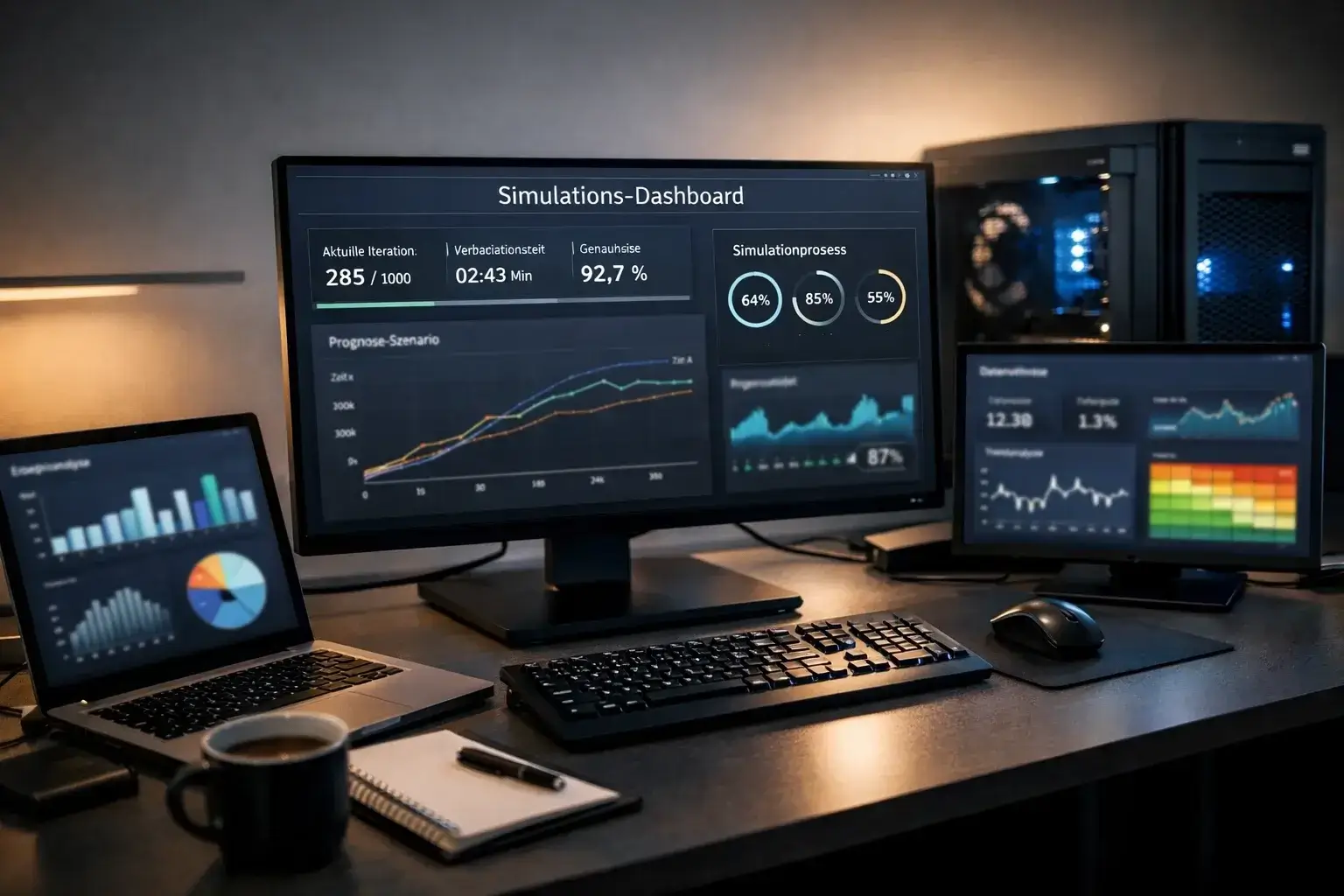Computer f&uuml;hrt Spielsimulationen mit Algorithmen durch