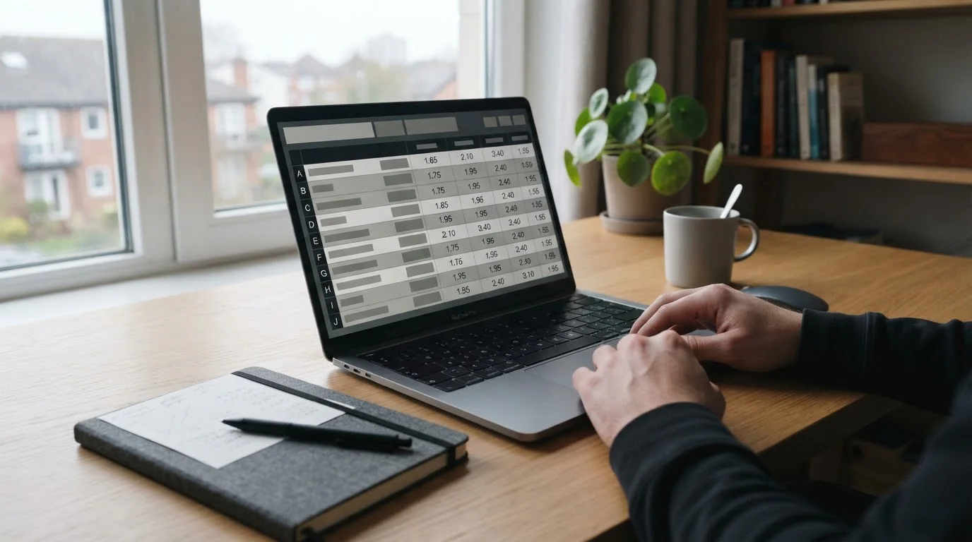 Vergleich von Wettquoten verschiedener Anbieter auf einem Laptop-Bildschirm