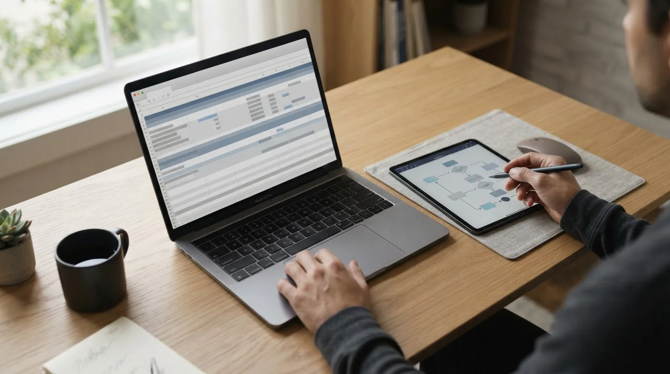 Analytische Übersicht zu Wettanbietern und Zahlungsmethoden am Laptop