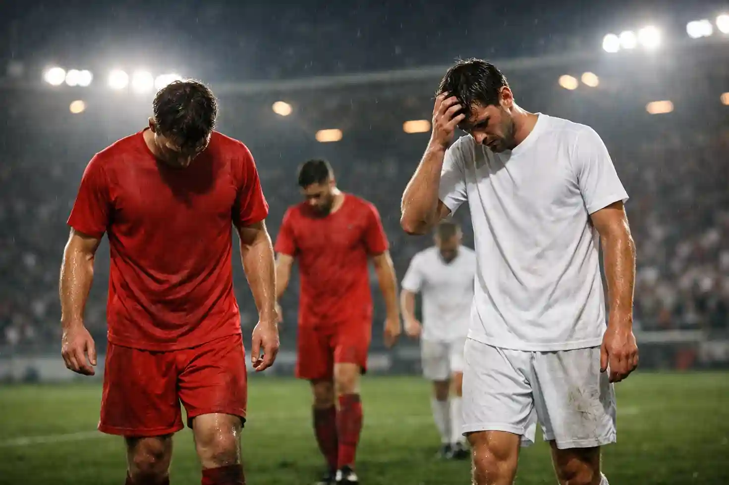 Ersch&ouml;pfte Bundesliga-Spieler nach einem Spiel in der englischen Woche