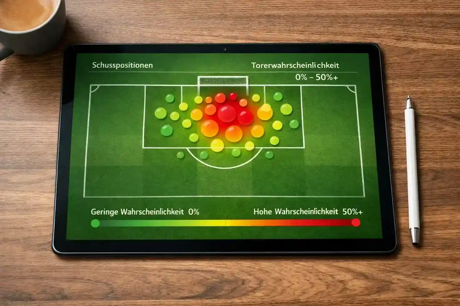Expected Goals Analyse eines Bundesliga-Spiels mit Torchancen-Visualisierung
