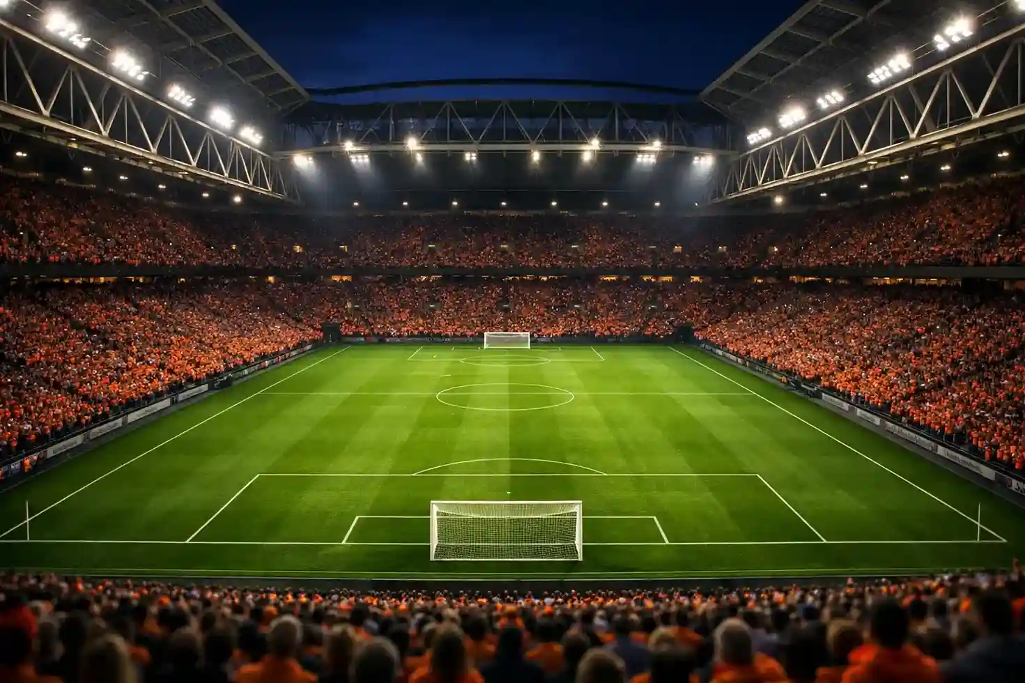 Bundesliga-Stadion zu Saisonbeginn mit vollen Rängen und Vorfreude