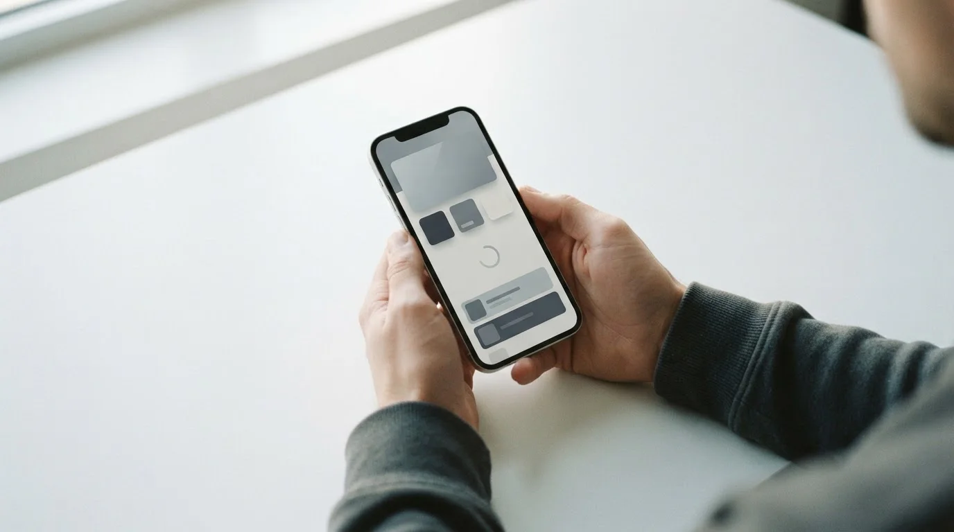 H&auml;nde bedienen ein Smartphone mit neutraler Zahlungsoberfl&auml;che, um einen digitalen Transaktionsprozess zu illustrieren