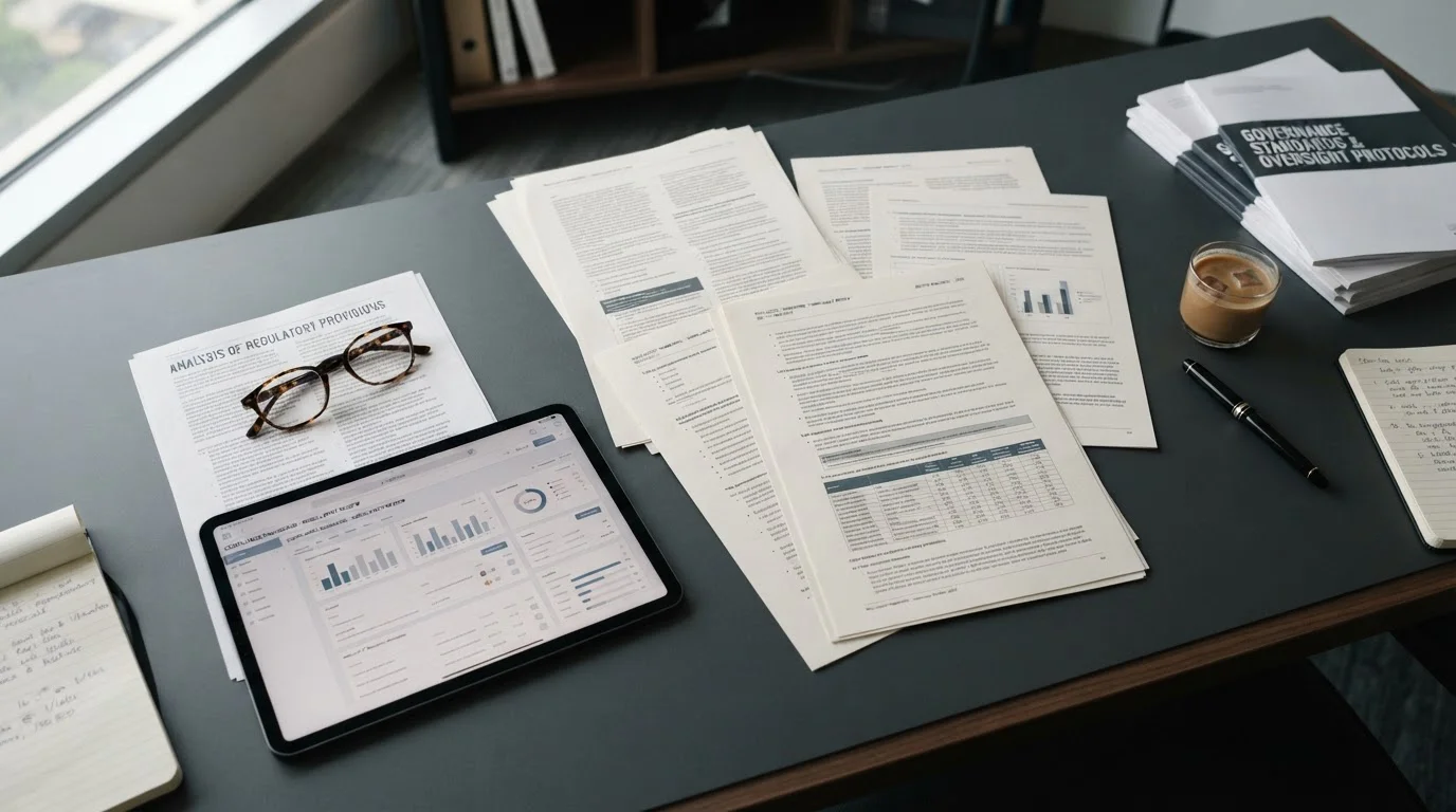 Dokumente und Tablet mit rechtlichen Informationen zu Wettanbietern und Lizenzfragen