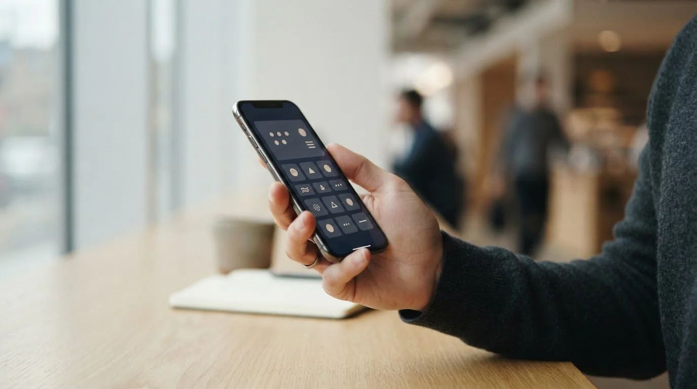 Smartphone zeigt abstrakte Zahlungsoptionen in einer Wett-App