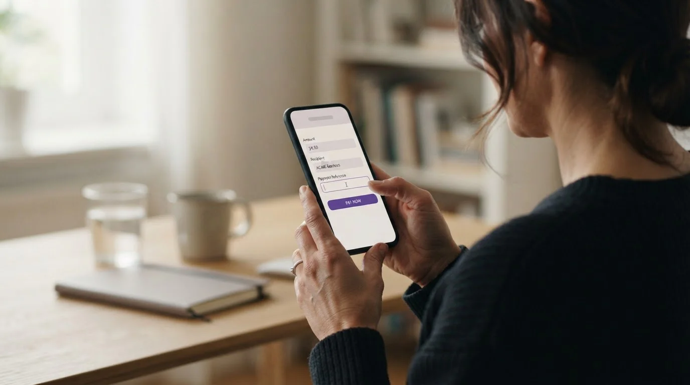 Person führt eine digitale Zahlung am Smartphone durch