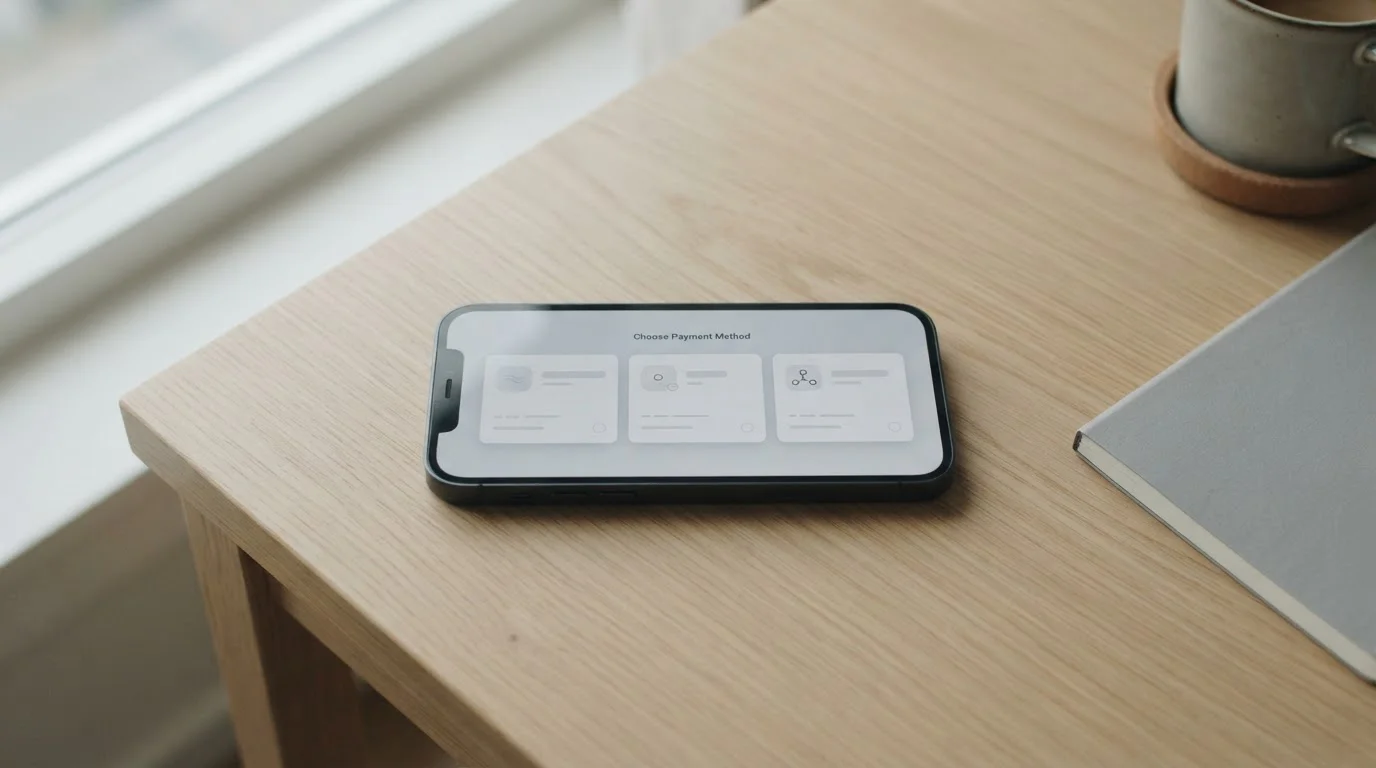 Smartphone mit mehreren digitalen Zahlungsoptionen im Vergleich