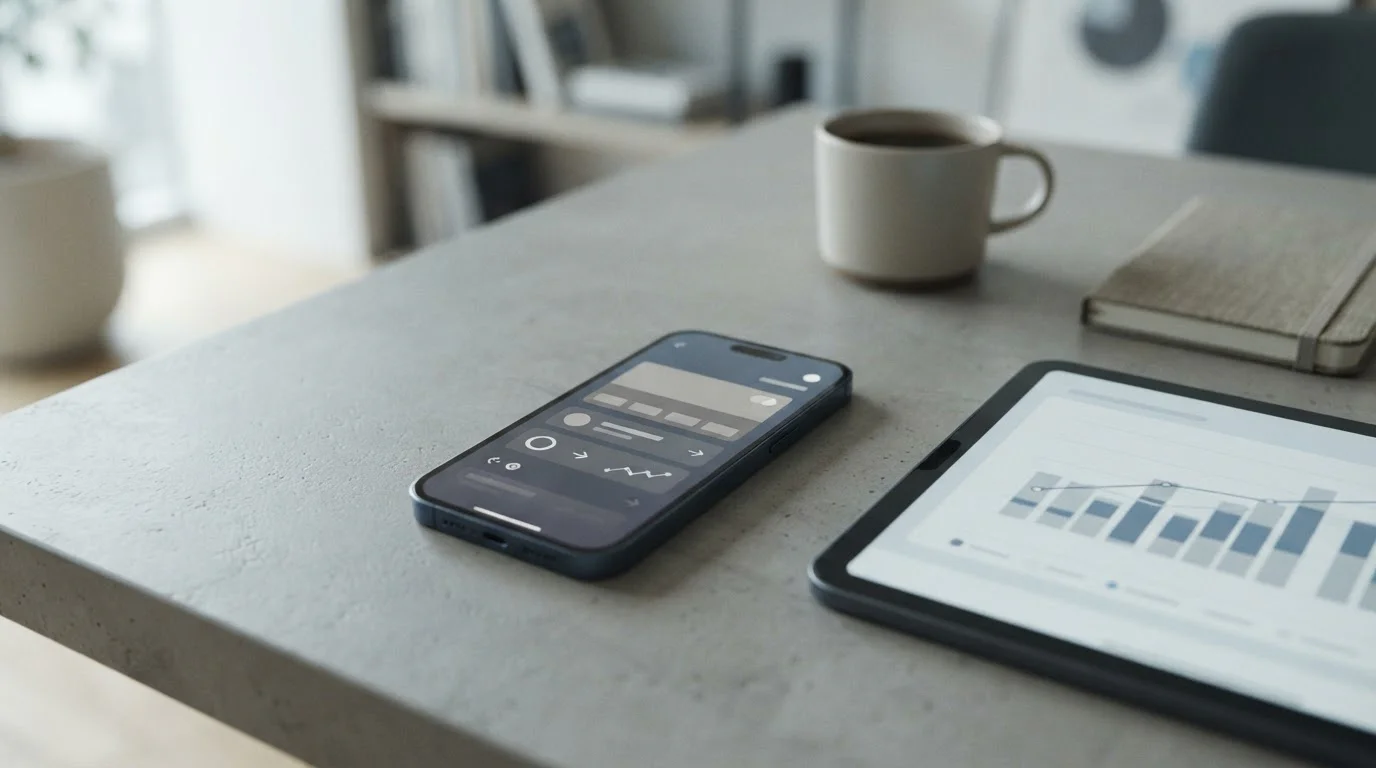 Smartphone mit abstrakten Zahlungsoptionen und Auszahlungsinformationen